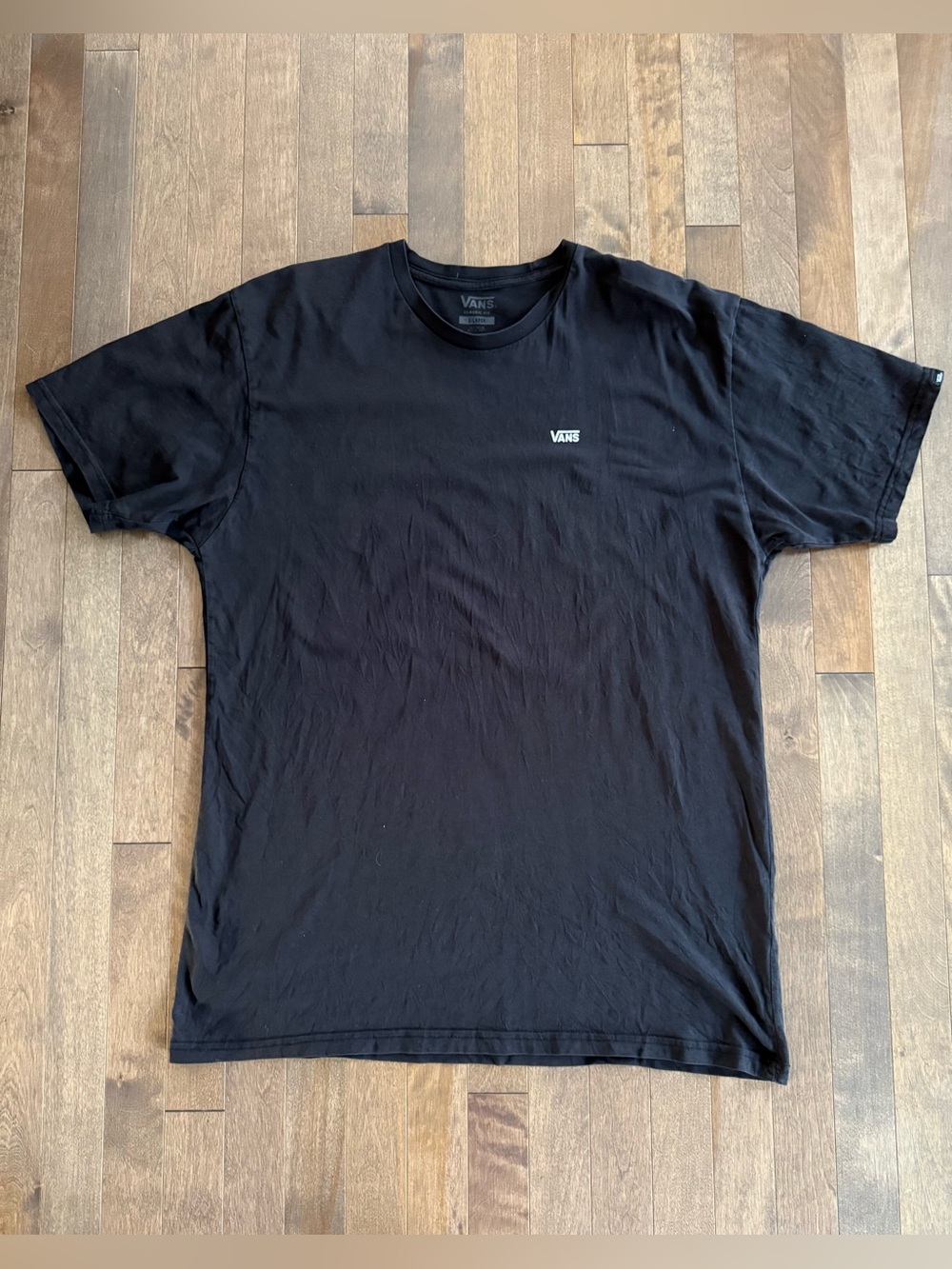 Men’s Vans Black Classic Fit T-Shirt White Logo Size XL